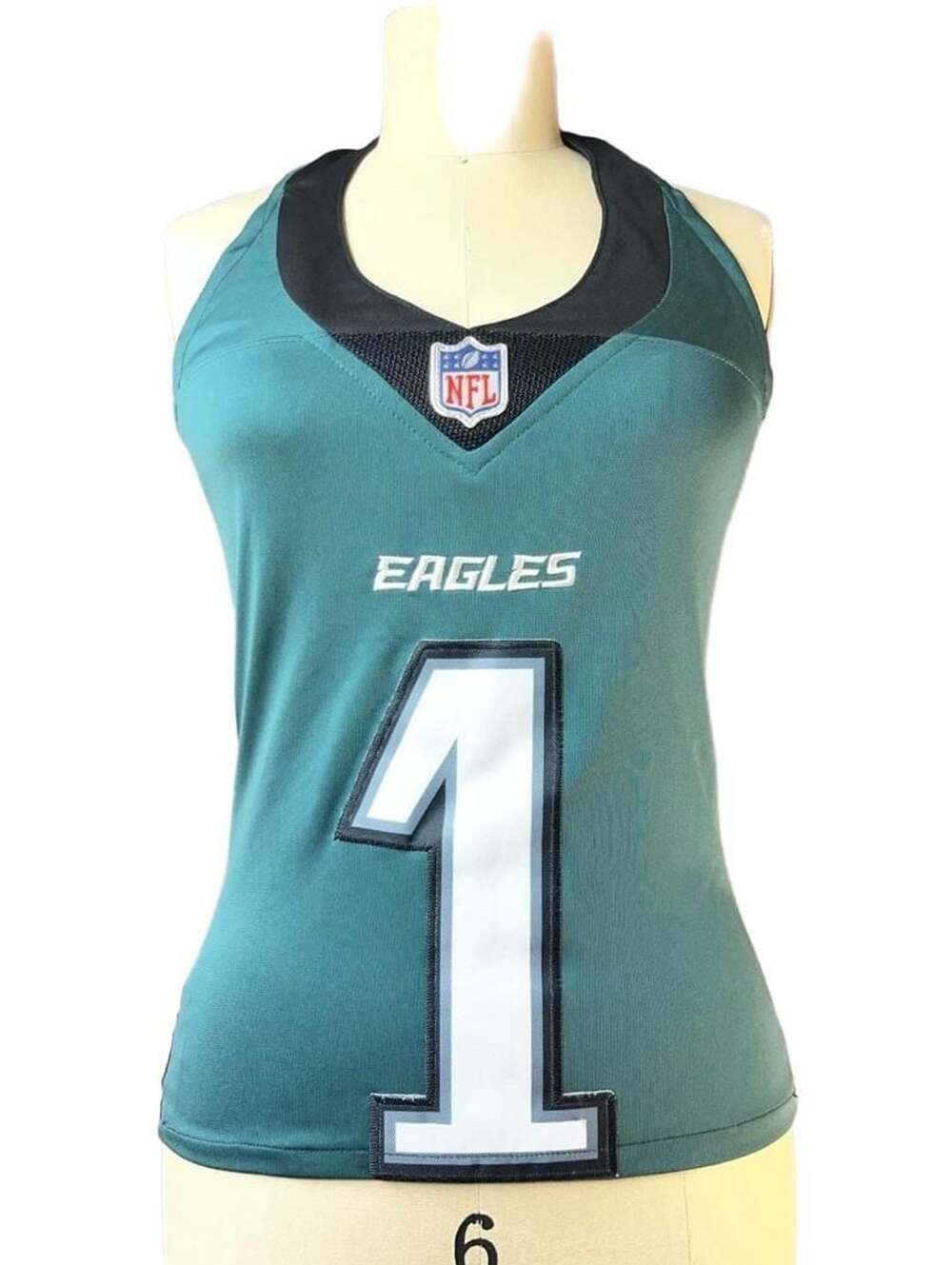 Philadelphia Eagles Jalen Hurts #1 Women's Tank Top custom Halter-Style Green Bl
